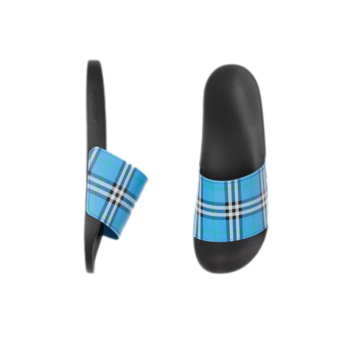 Burberry Embossed Logo Slides Dark Cerulean Blue-2