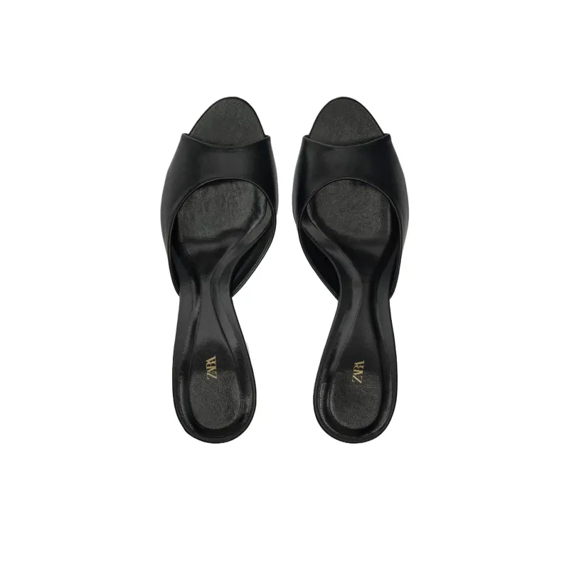 ZARA Rubber Sole Slide Slippers Women's Black-2