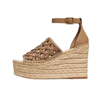 TORY BURCH Basketweave Espadrille Wedges