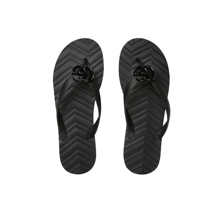 GUCCI Women's Chevron Thong Sandal 'Black' Women's-3