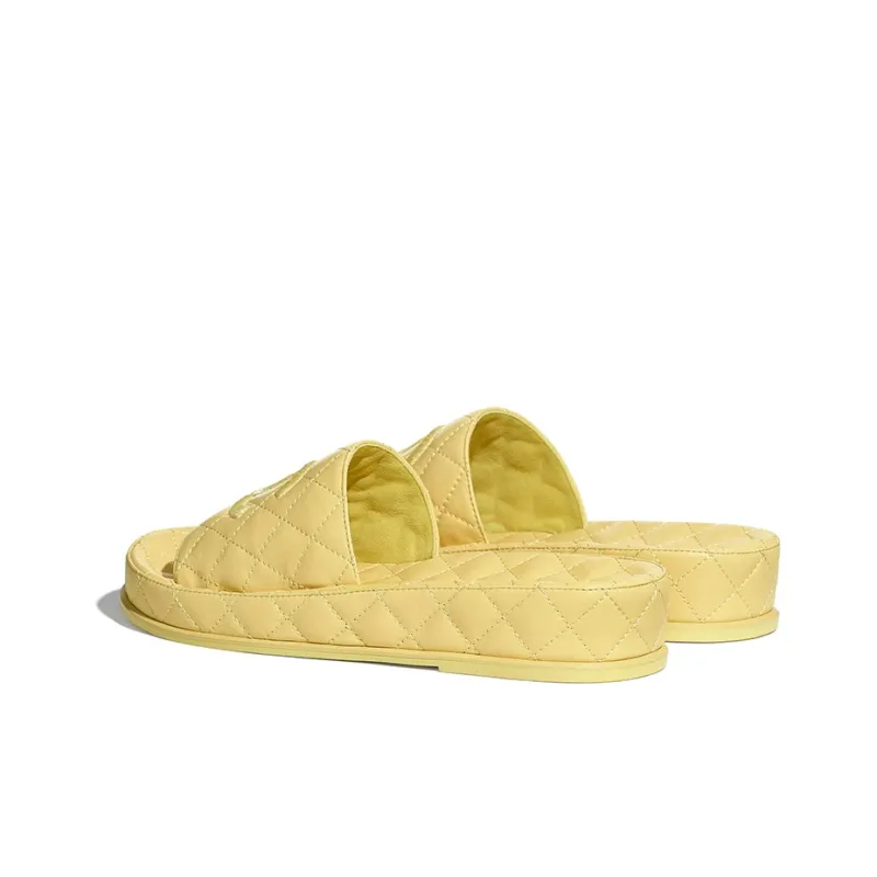 CHANEL Rubber Sole Abrasion Resistant Slide Slippers Women's Yellow-1