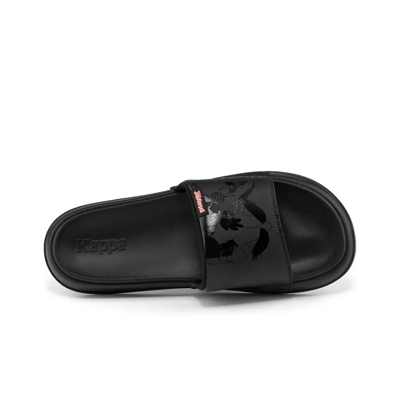 Kappa Kappa Player Series Rubber Sole Abrasion-Resistant Slide Slippers Unisex Black-2