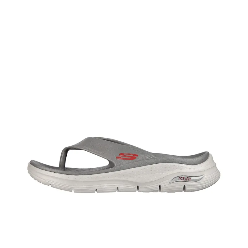 Skechers Arch Fit Rubber Sole Slip-Resistant Slide Slippers Men's Gray-0