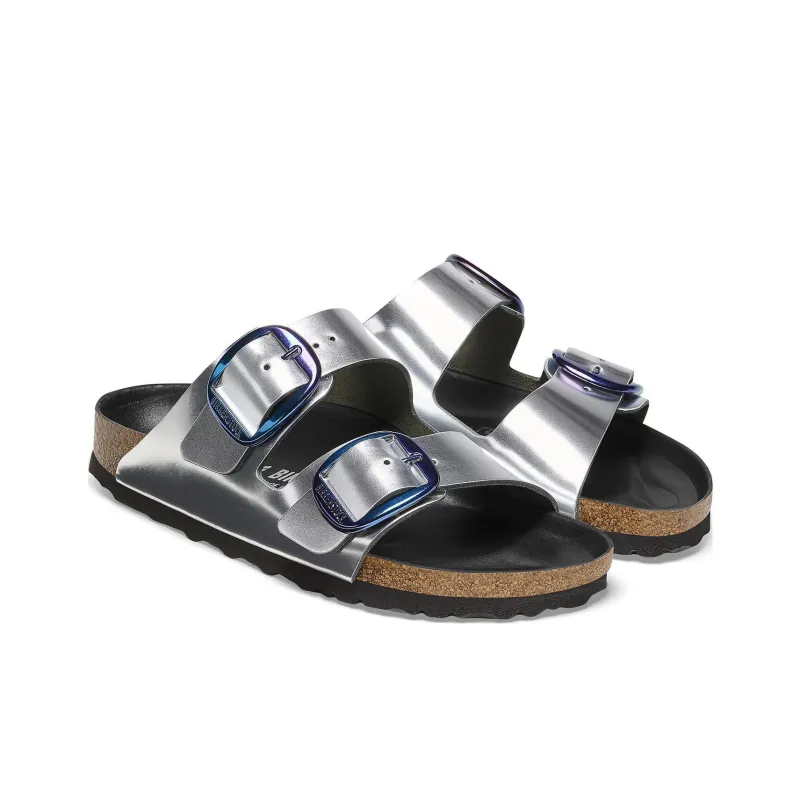 Birkenstock Arizona Big Buckle Natural Leather Narrow Fit 'Metalic Silver' Women's-2