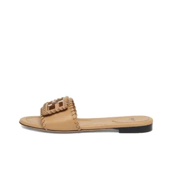 FENDI Rubber Sole Abrasion Resistant Slide Slippers Women's Beige