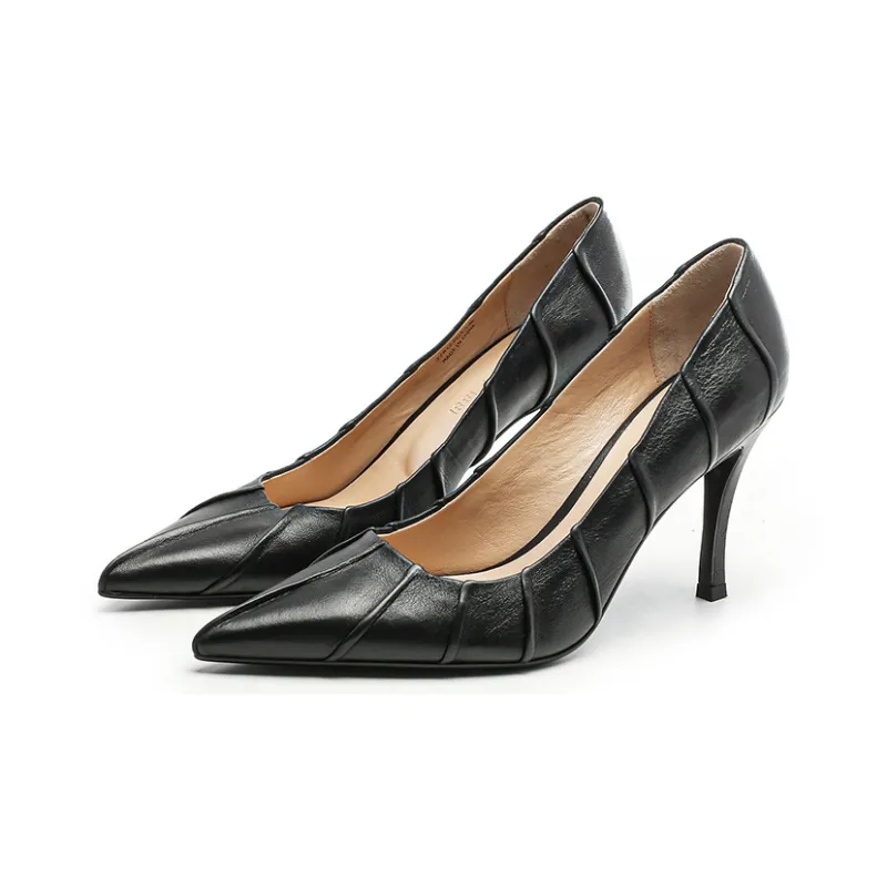 CERRUTI 1881 Fashion Versatile Pointed Toe Slim Heel High Heels Women's Black-1
