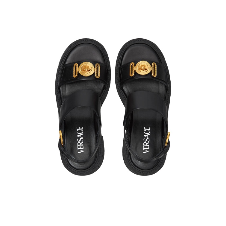 ★VERSACE★ Medusa Biggie Slide サンダル【関税送料込】 Versace Medusa Biggie Leather Slide Sandal Black Men's