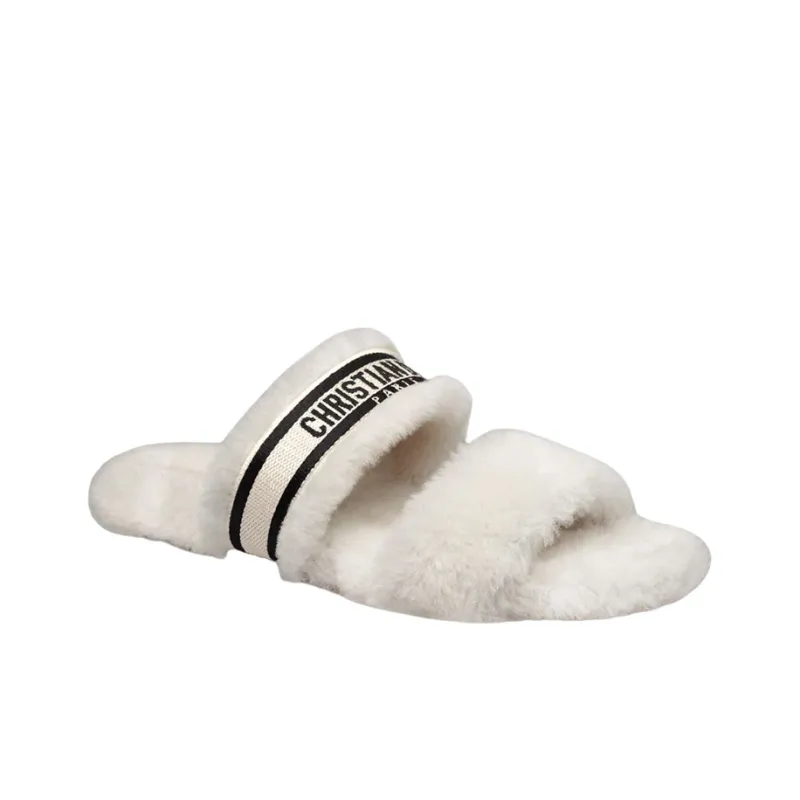DIOR Chez Moi Slide Slippers Women's White-2