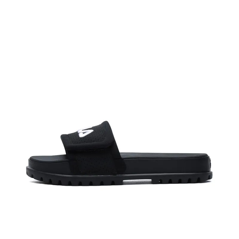 FILA Stylish Cozy Flat Heel Sports Slippers Black Women's-0