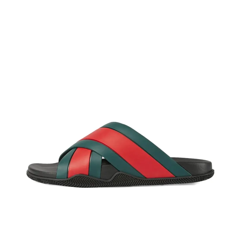 GUCCI Rubber Slides Green Red-0