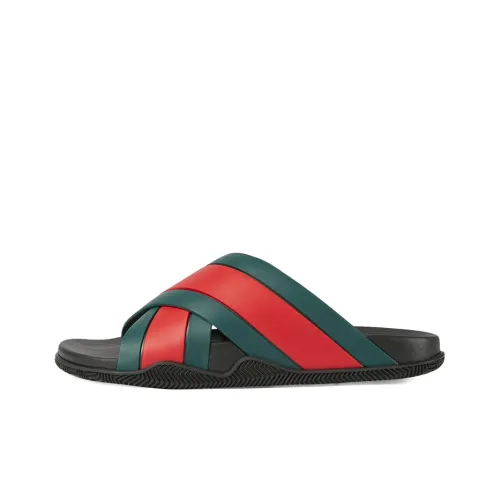 GUCCI Rubber Slides Green Red