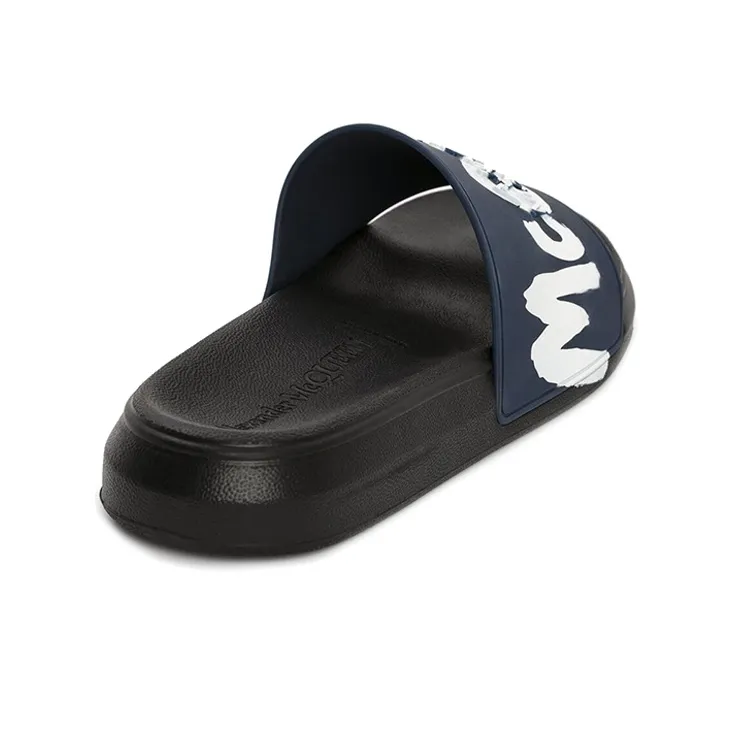 Alexander McQueen Pool Slide Graffiti Logo Black Blue White-3