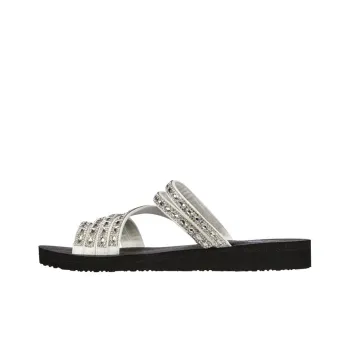 Skechers Meditation Rubber Sole Rhinestone Slide Slippers Women's Black White