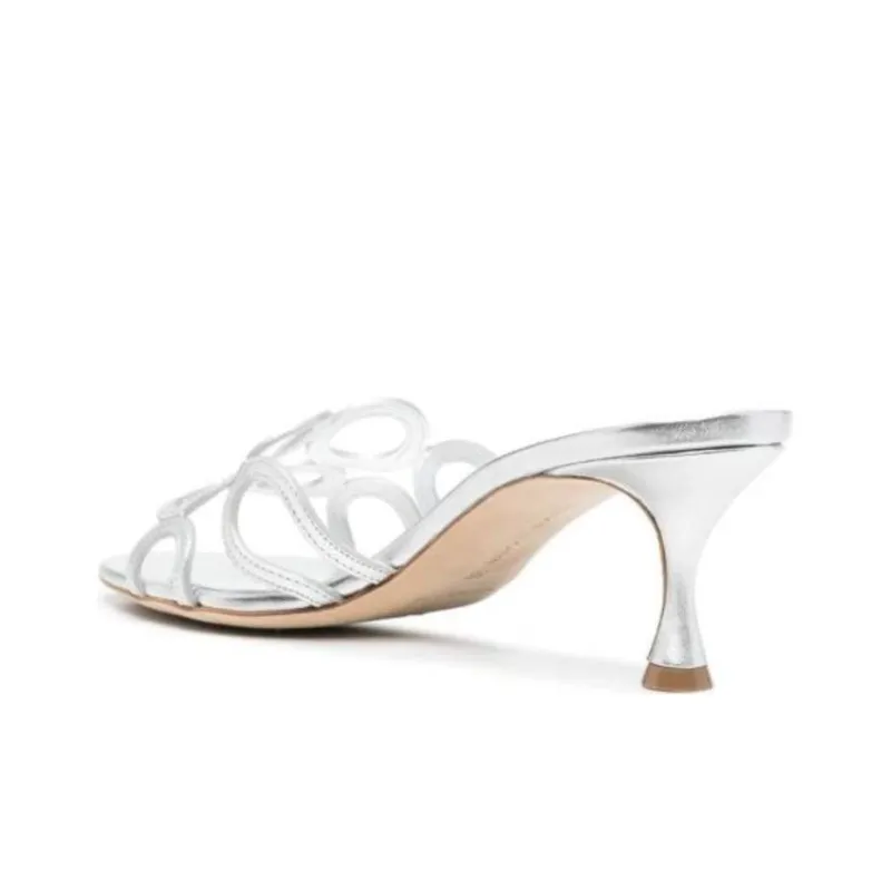 MANOLO BLAHNIK Slide Slippers Women's Silver-2