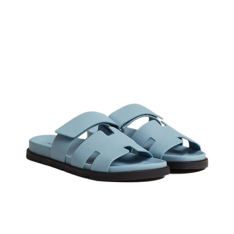 HERMES Chypre Slide Slippers Men's Cerulean-2