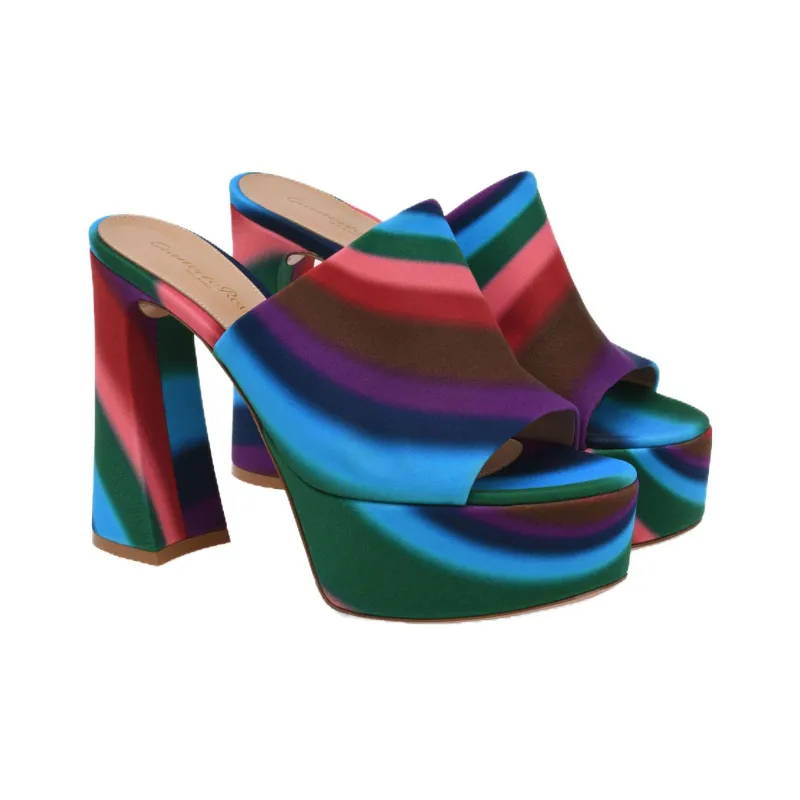 GIANVITO ROSSI Holly 115mm Striped Platform Mules-2