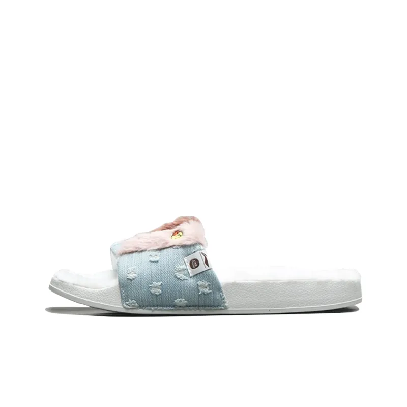 LiNing Rubber Sole Quiet Slide Slippers Unisex Blue White-0