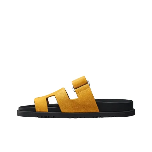 HERMES Chypre Slide Slippers Women's Black/Yellow