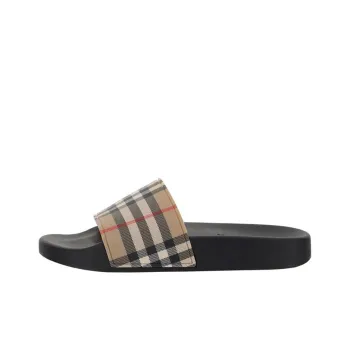 Burberry Check Print Slides Archive Beige Women's