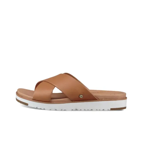 UGG Slide Slippers Women's Tan/White