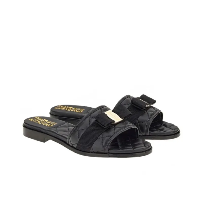 FERRAGAMO Vara Bow Quilted Slides-2