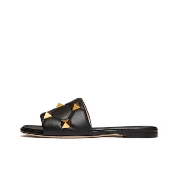 Valentino Roman Stud Slide Slippers Women's Black Gold