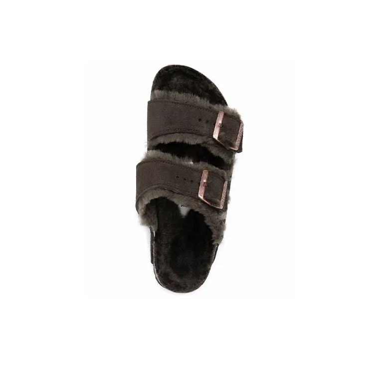 Birkenstock Arizona Shearling Suede Leather Narrow Fit Sandals 'Mocha' Women's-3