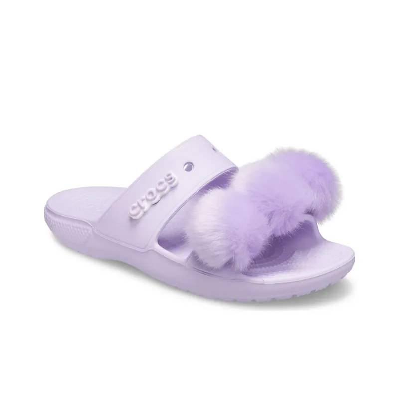 Crocs Classic Fur Sure Slip On Sandals 'Lilac' Women's-2