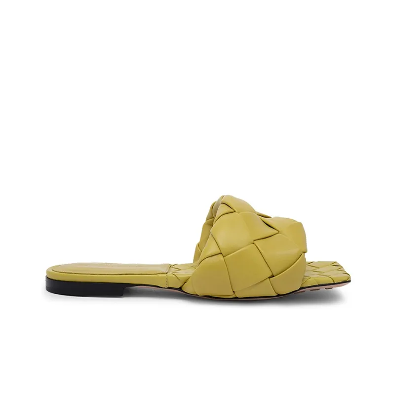 Bottega Veneta Lido Slip Resistant Slide Slippers Women's Green-1