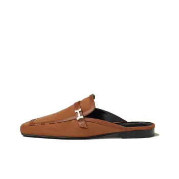 HERMES Groupie Wrap-toe Slippers Women's Brown