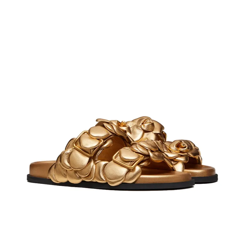 Valentino Atelier Slide Slippers Women's Gold-2