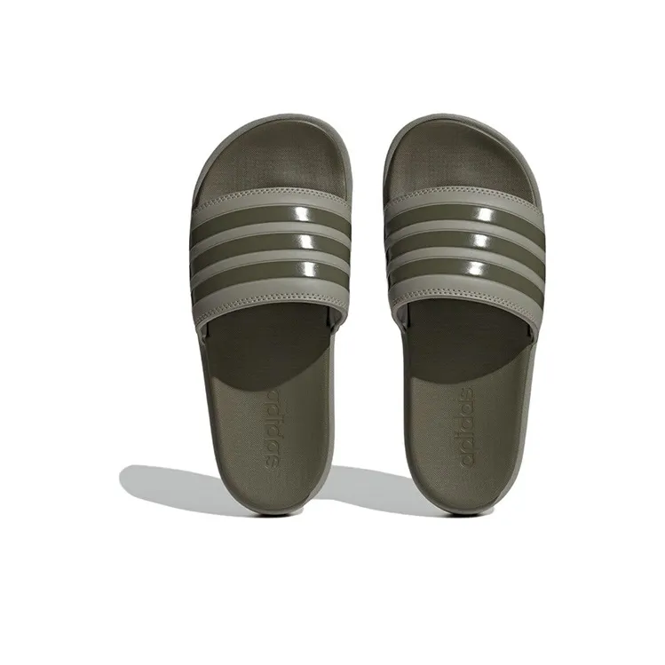 Adidas Adilette Platform Slides Silver Pebble Olive Strata Women's-3