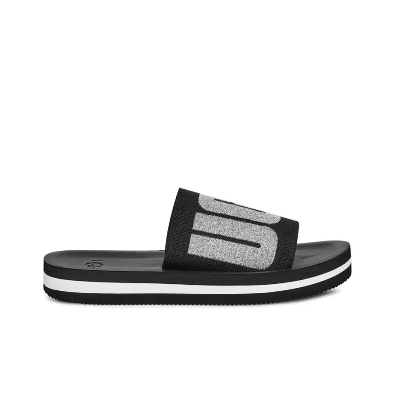 UGG Zuma Metallic Graphic Black Slippers Women's-1