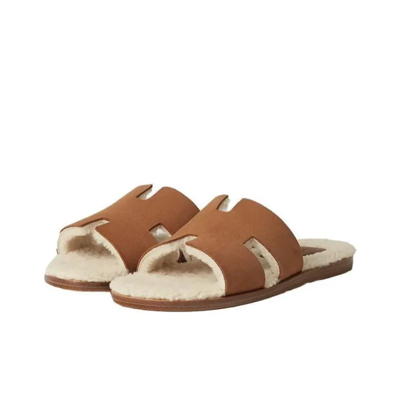 HERMES Izmir Slide Slippers Women's Brown-2