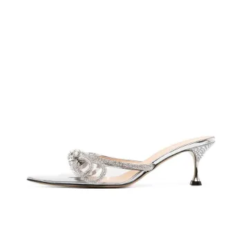 MACH & MACH Rubber Sole Wrap-toe Slippers Women's Silver