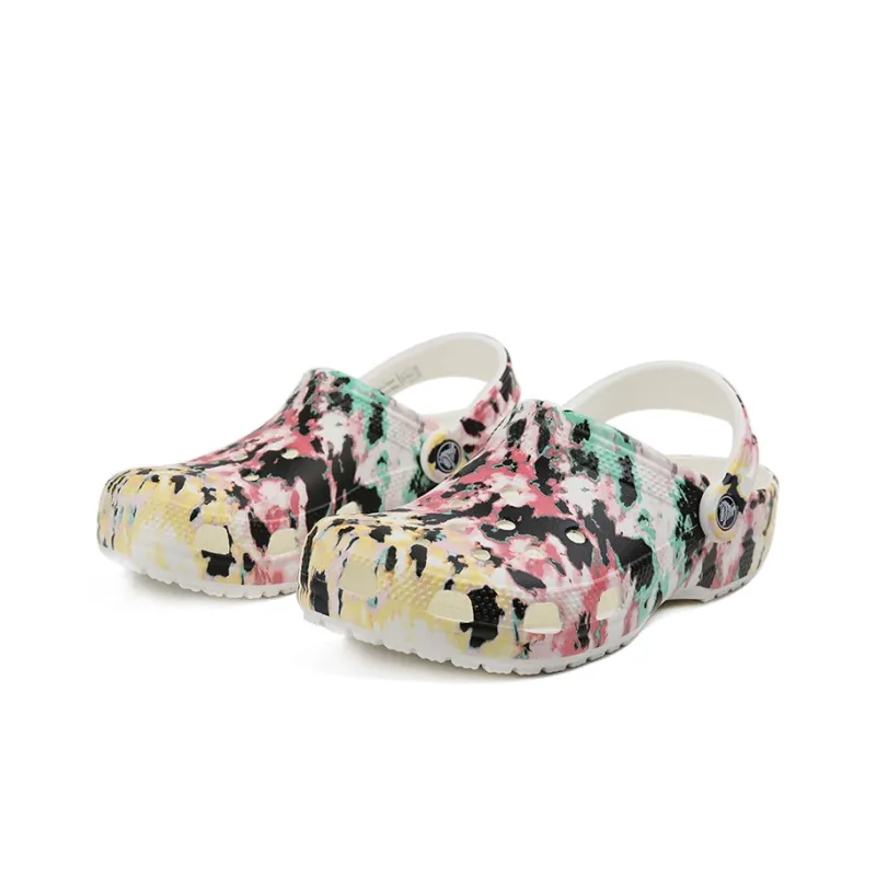 Crocs Classic Pattern Shoe Multi Color Splicing Unisex 'Black Pink Green'-3