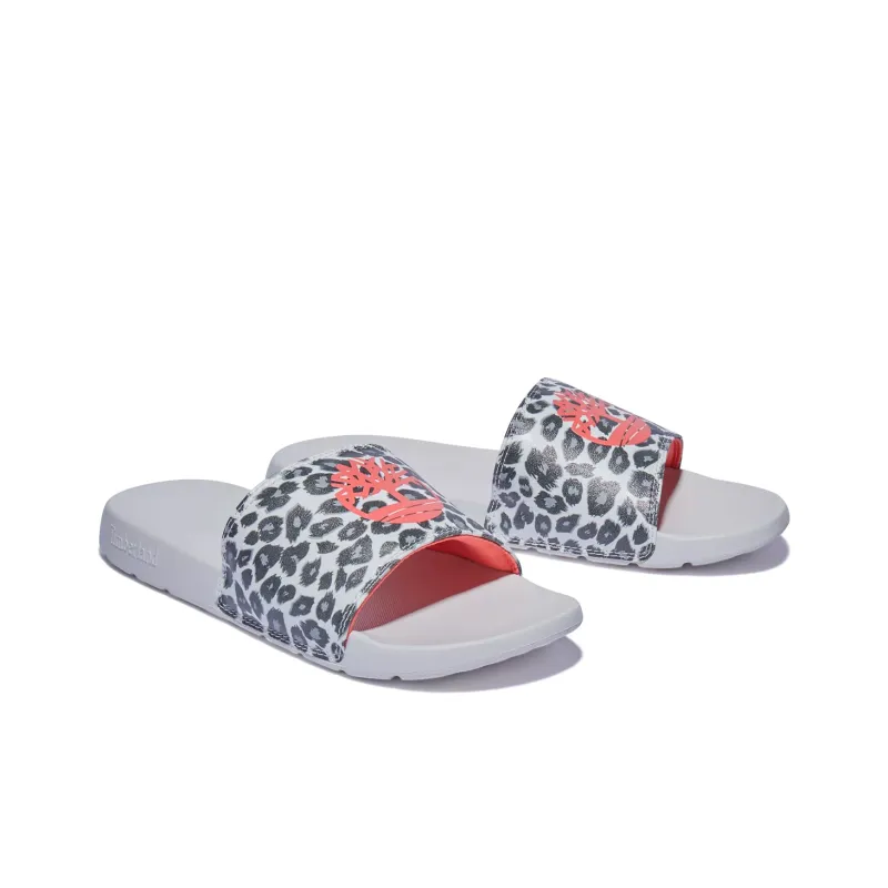 Timberland Playa Slide Slippers Unisex Black/White Leopard Print-3