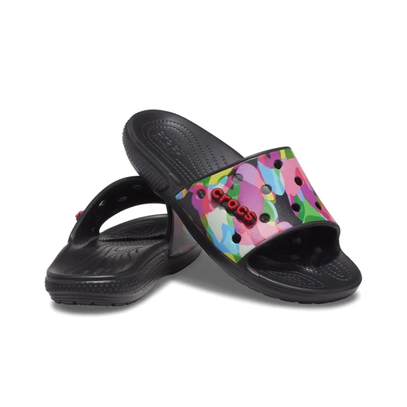 Crocs Classic Bubble Block Slides 'Black Multi'-3