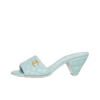 CHANEL Slide Slippers Women's Blue