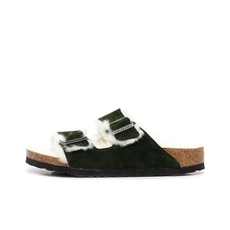 Birkenstock Arizona Shearling Sandal Suede Leather Narrow Fit 'Green' Women's-1