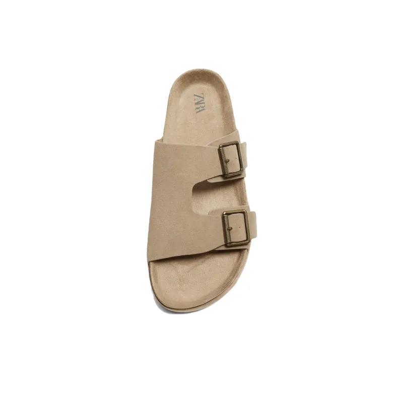 ZARA Rubber Sole Quiet Slide Slippers Men's Brown-2