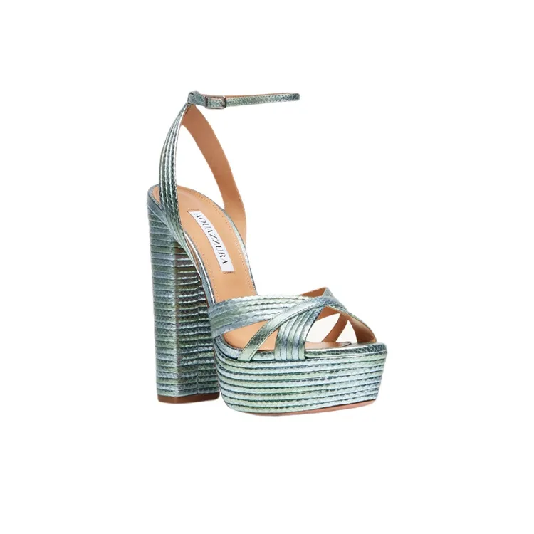 AQUAZZURA Sundance Plateau 140 Strap Sandals Women's Mint-2