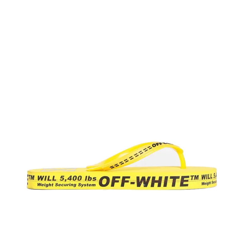 OFF WHITE Logo Typographic Flip Flop Yellow SS20-1