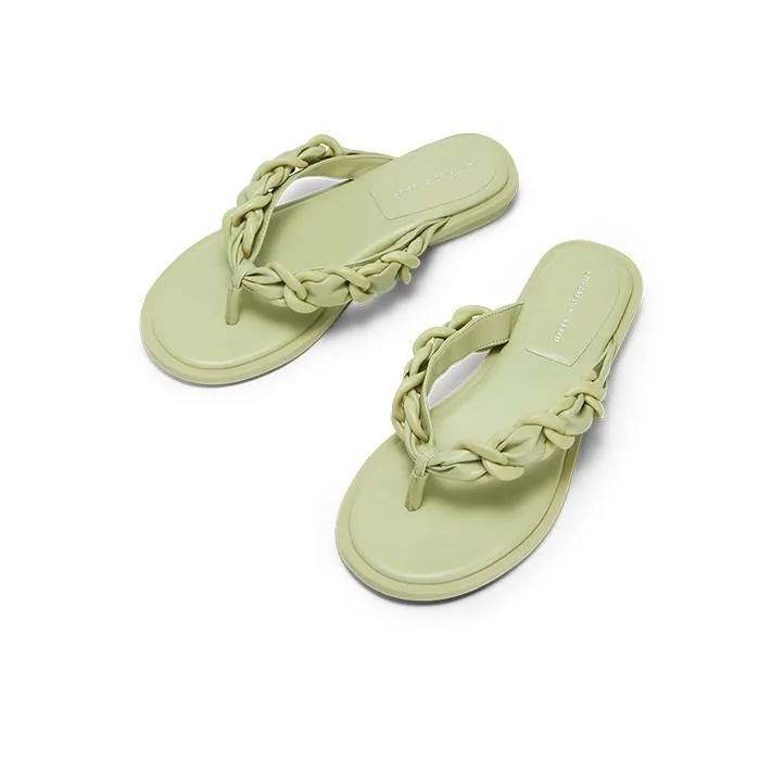 CHARLES&KEITH Slip-Resistant Slide Slippers Women's Gray Green-3