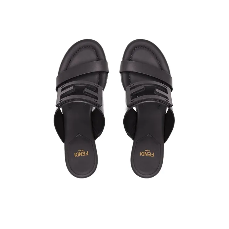 FENDI Baguette Slide Slippers Women's Black-3