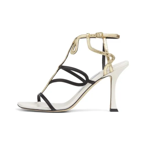 Jimmy Choo Vice 90 Strap Sandals Women's White Black Gold