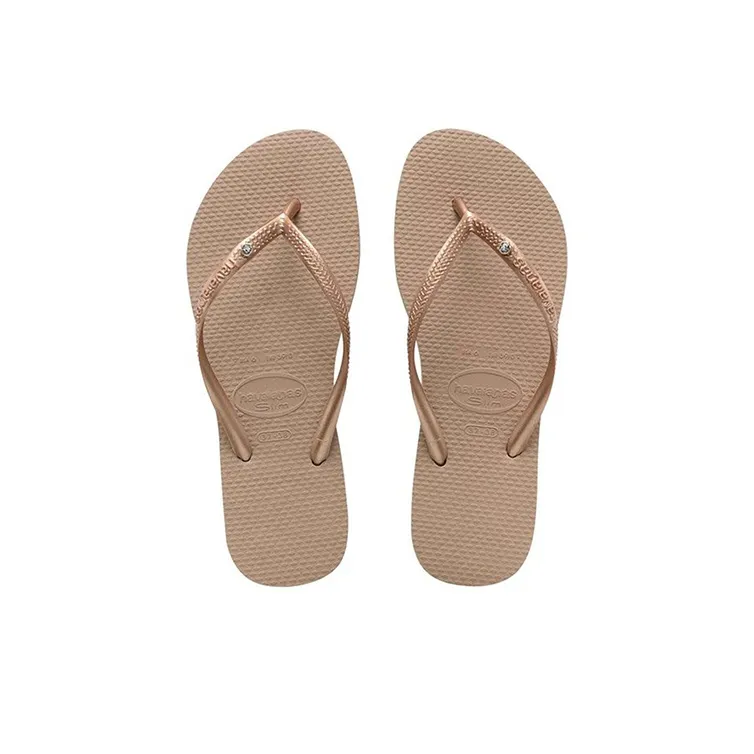 Havaianas Logo Metallic Stylish Sandals Women's Light Khaki-3