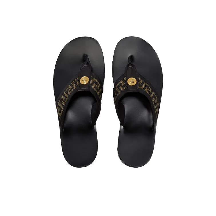 VERSACE Flip Flops Men's Black Yellow-2