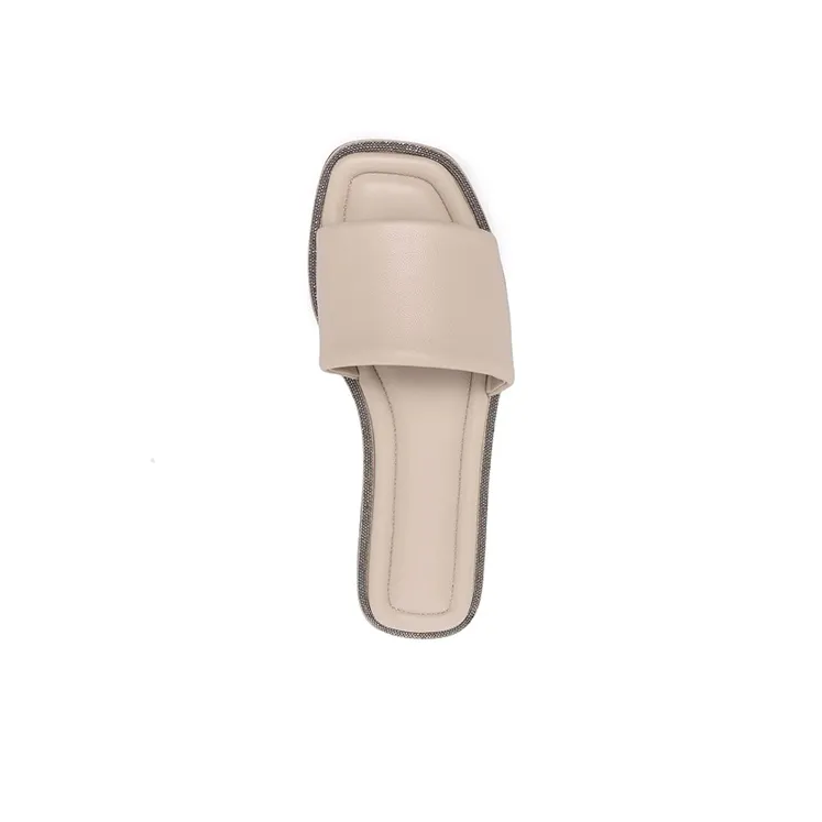 Brunello Cucinelli Monili embellished Leather Slides Women's-4