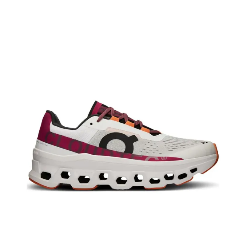 On CloudmOnster White Red Women's-1
